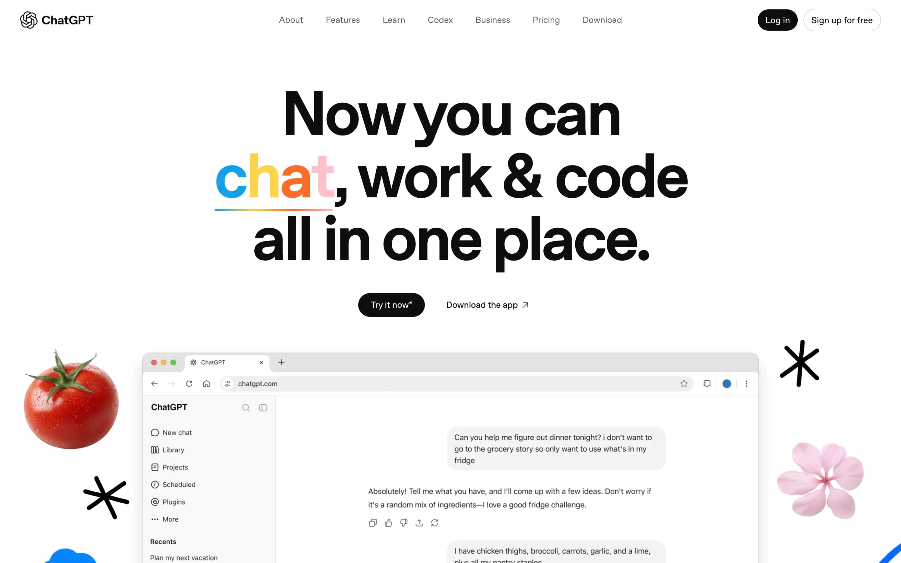 The ChatGPT homepage
